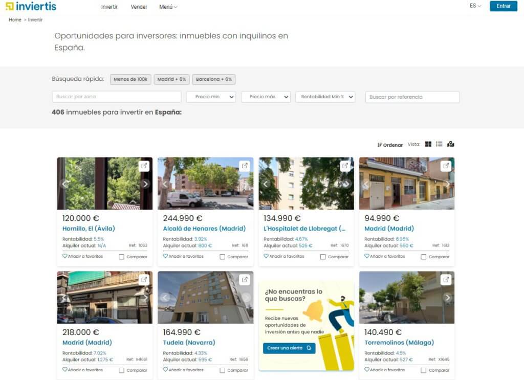 La web de Inviertis: La plataforma de inversión inmobiliaria. 
